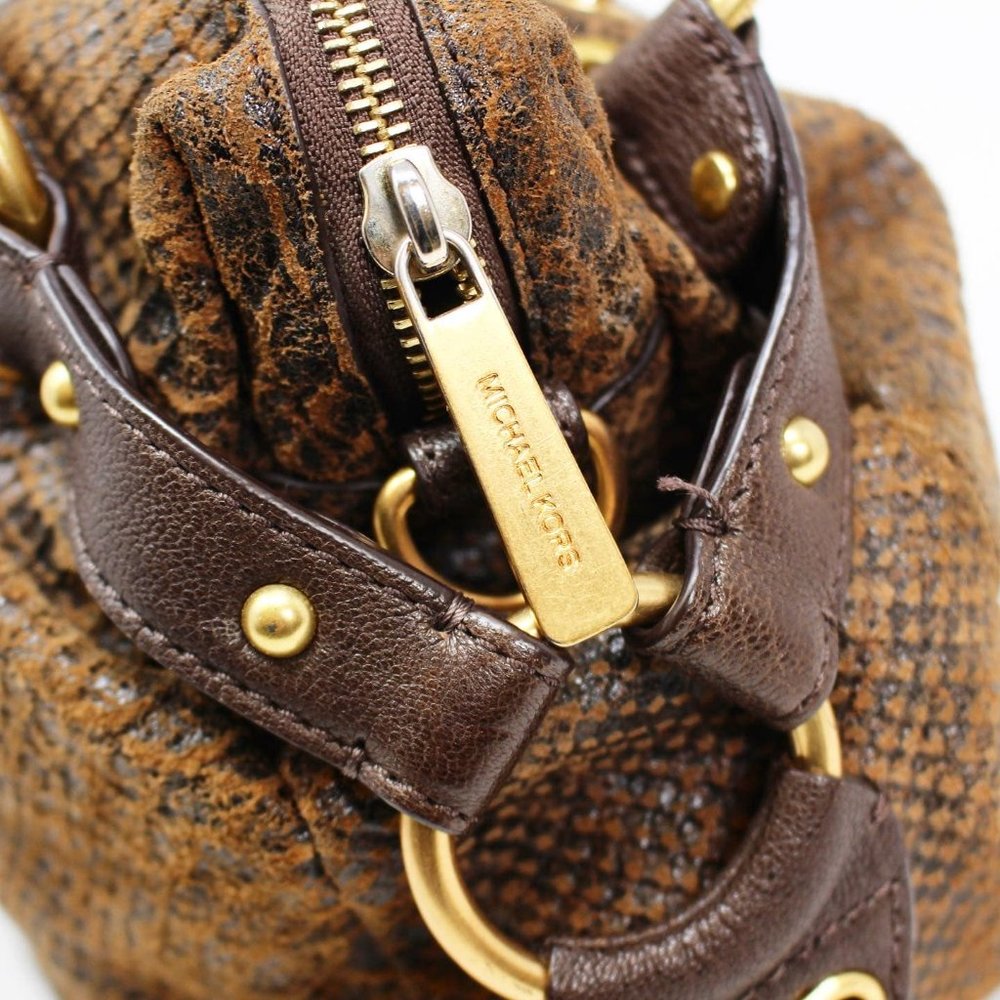 Michael Kors #42324 Brown Python Embossed Handbag - image 6